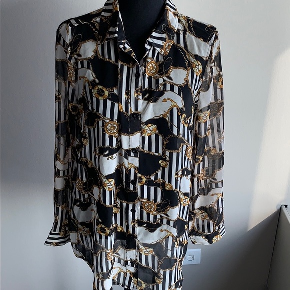 Forever XXI  Sheer Chain Link Blouse Size L - Picture 2 of 9